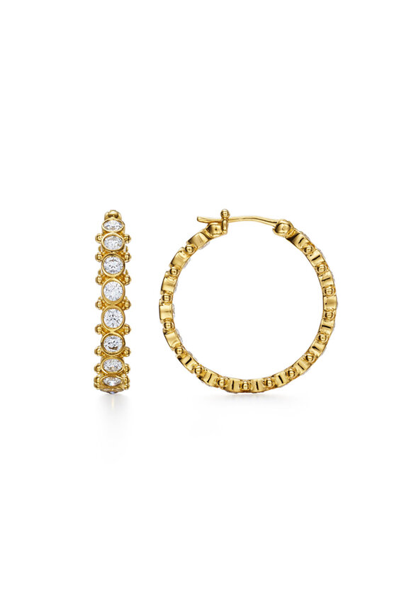 Temple St. Clair 18k Yellow Gold Medium Diamond Eternity Hoops