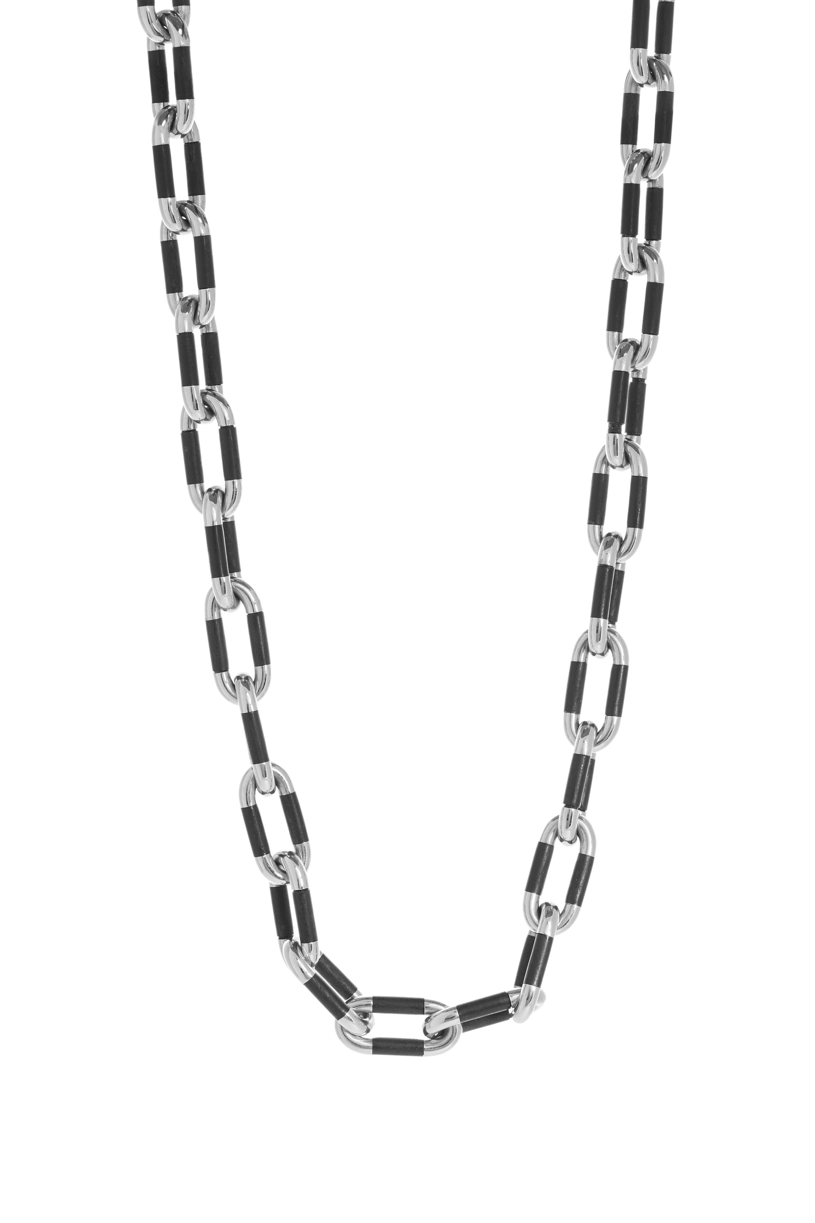 Sidney Garber - 18k White Gold Black Ebony Oval Link Necklace