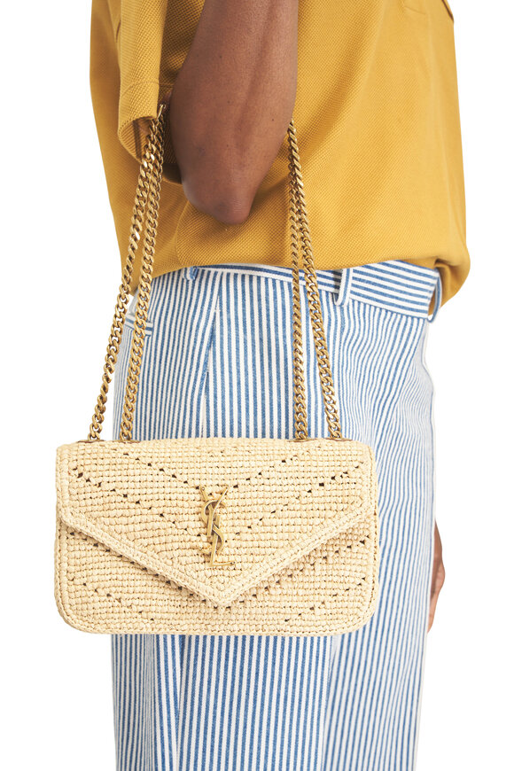 Saint Laurent Small Loulou Natural Chevron Raffia Chain Bag - view 2