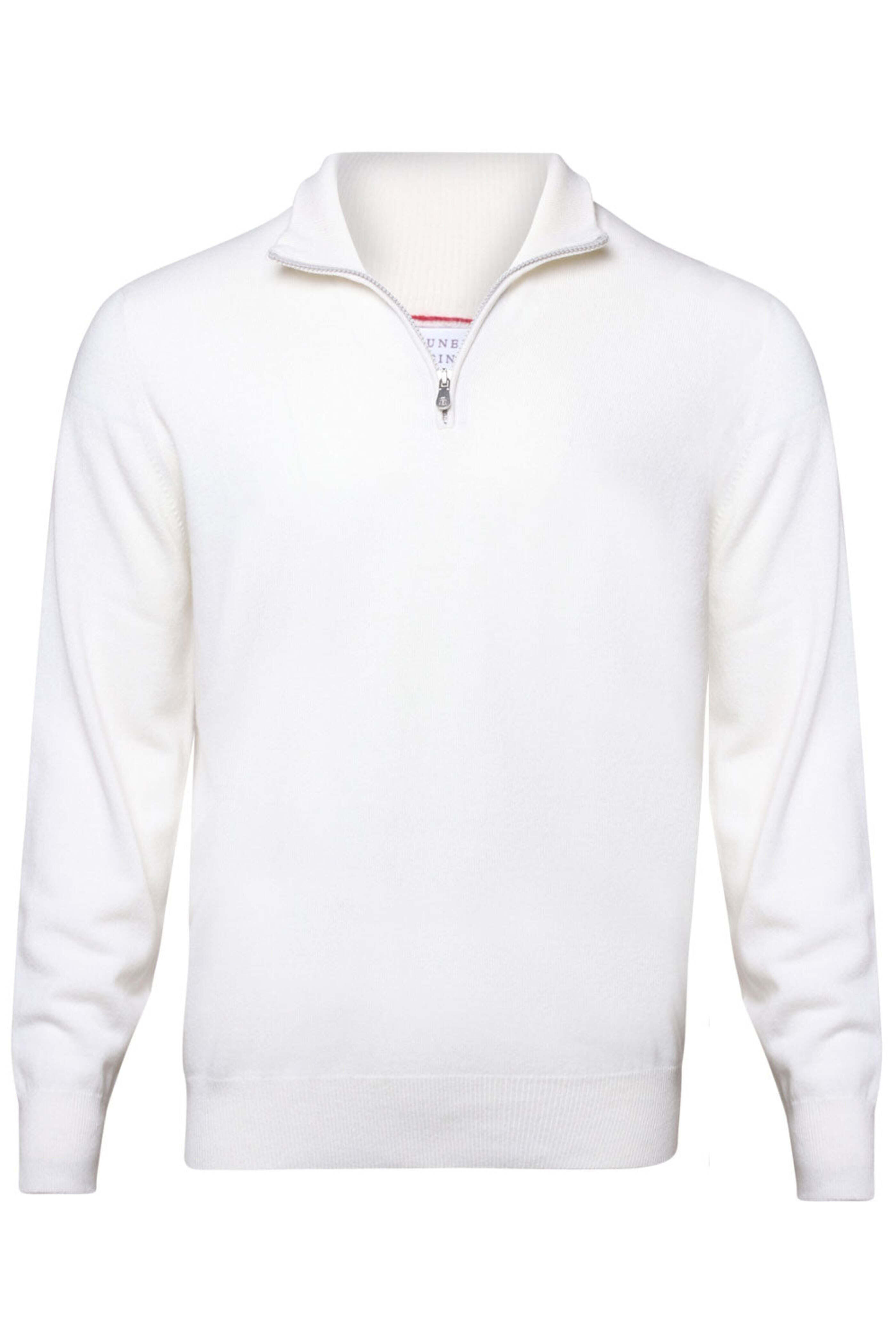 Brunello Cucinelli - White Cashmere Quarter Zip Sweater