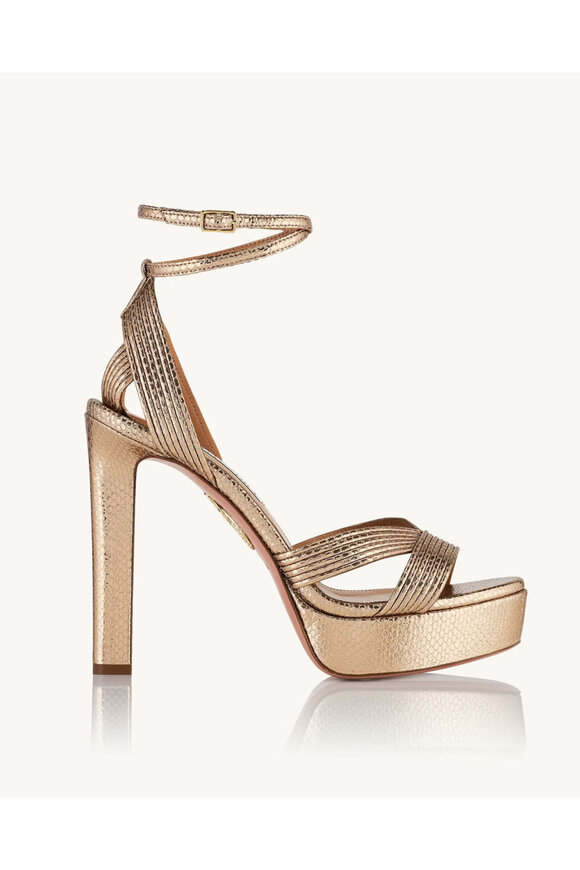 Aquazzura Ari Platform Sandal in Gold - view 2