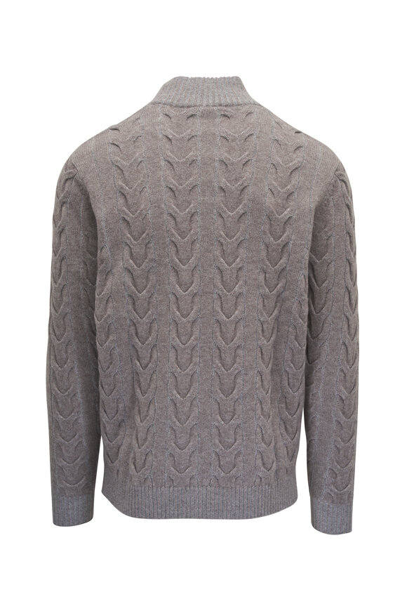 Kinross - Taupe Cable Knit Cashmere Sweater