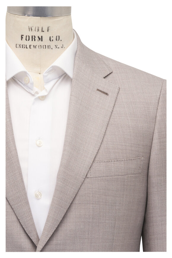 Brioni 150s Hopsack Solid Beige Wool Sportcoat