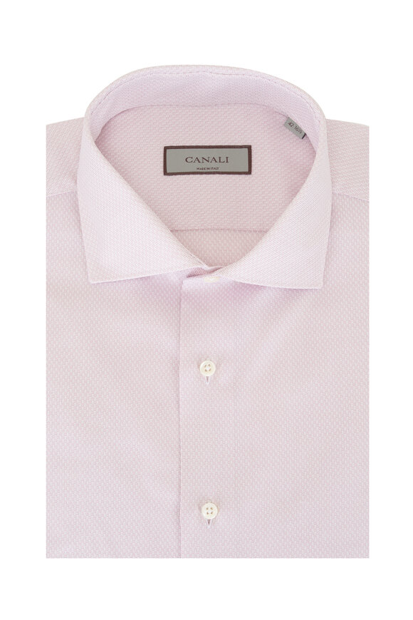 Canali Pink Textured Cotton Dress Shirt