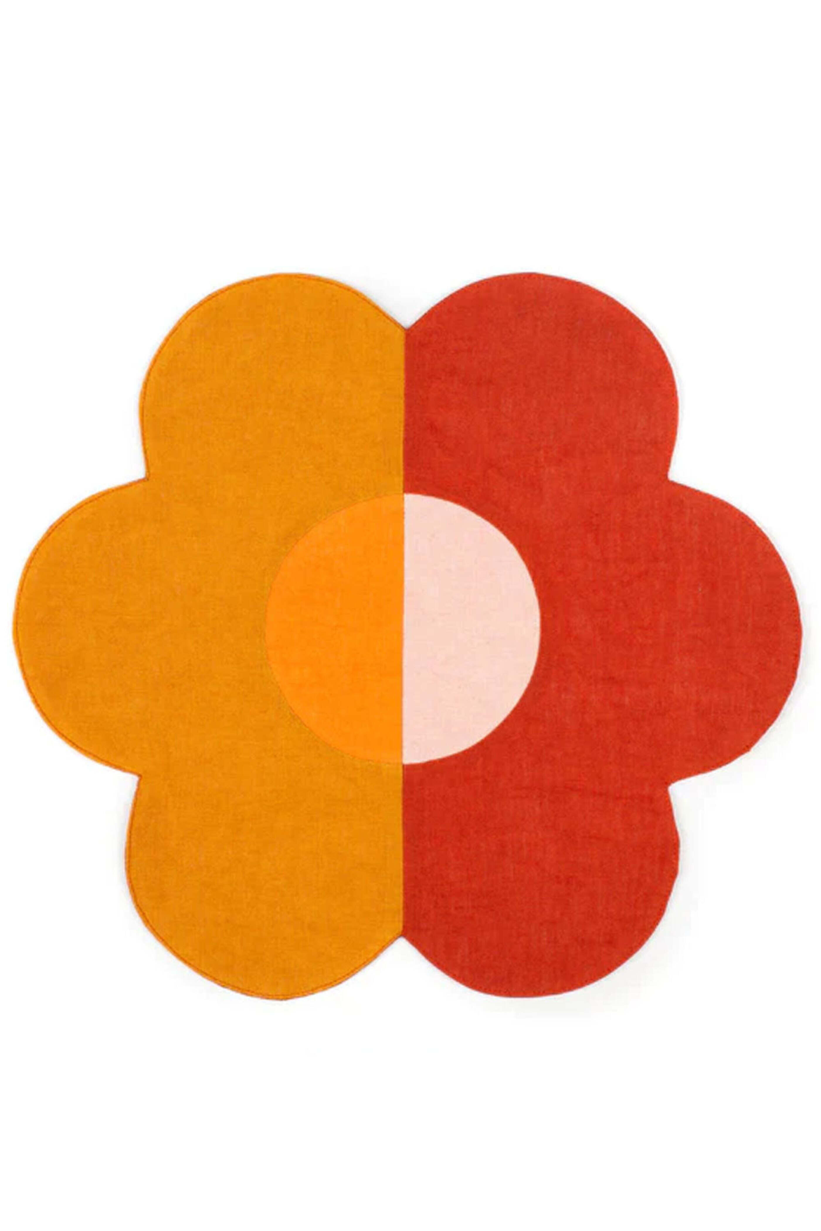 Misette - Amber & Red Floral Linen Patchwork Placemats