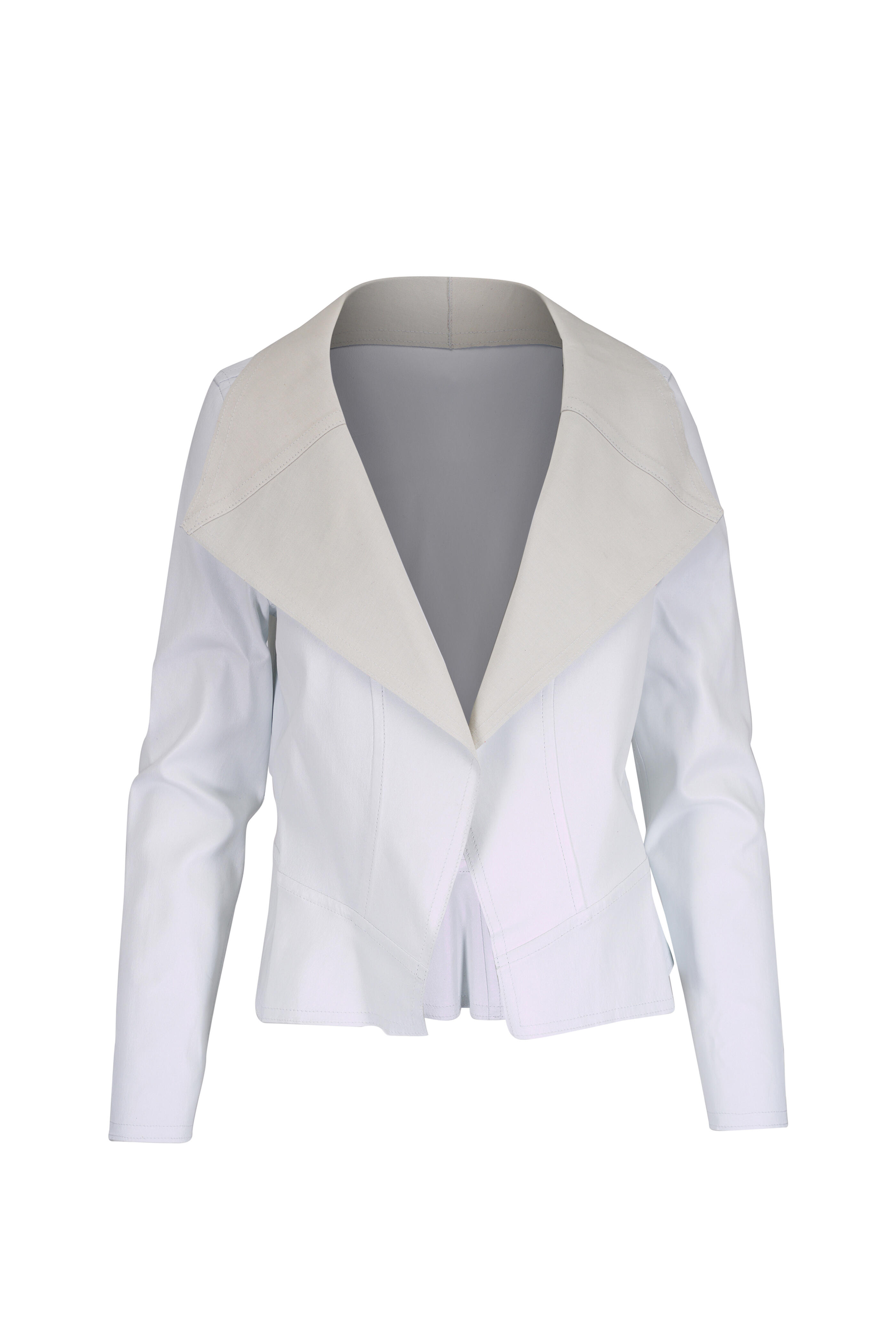 KZ_K Studio - Off White Drape Leather Jacket