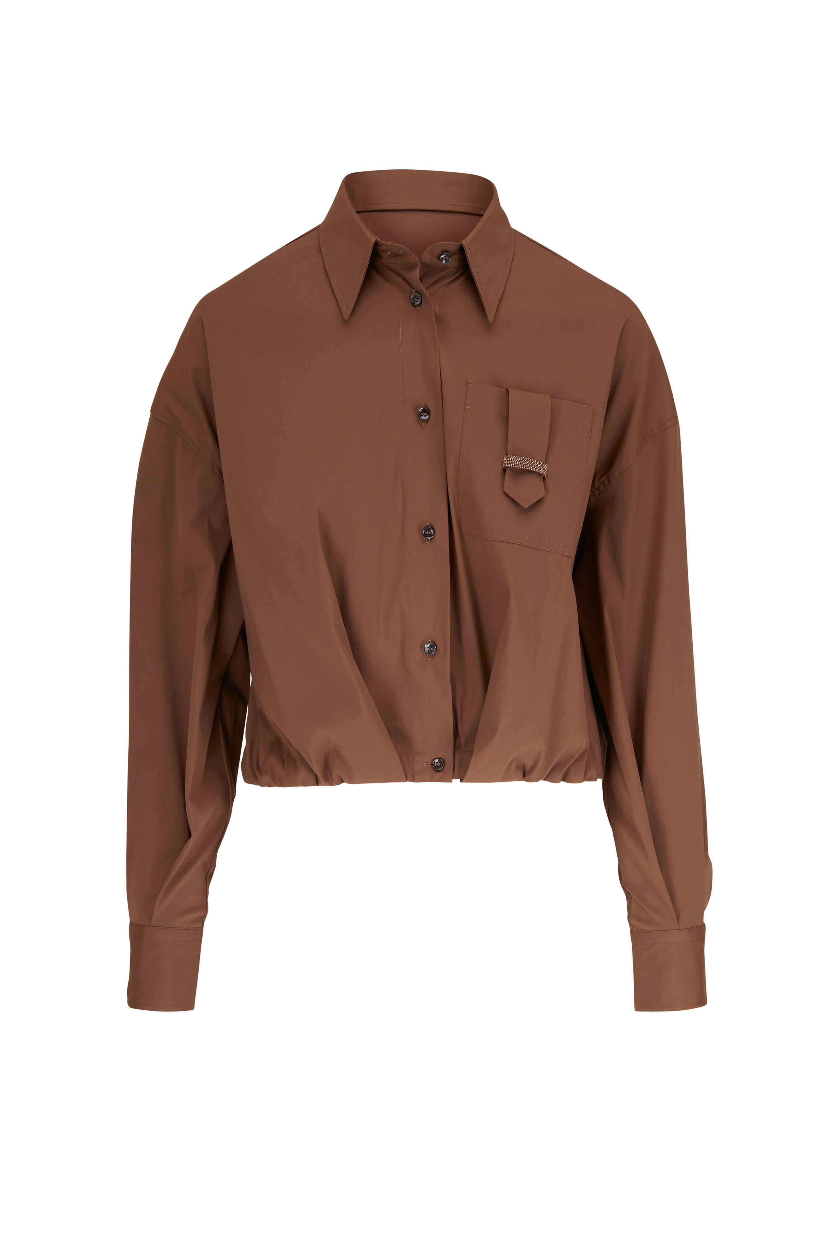 Brunello Cucinelli - Brown Crop Button Down