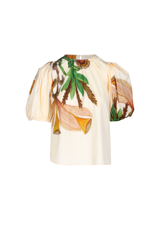 Ulla Johnson Ravena Printed Puff Sleeve Top