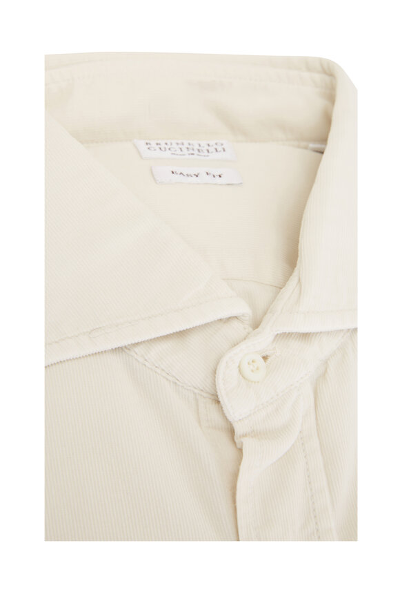 Brunello Cucinelli - Off White Corduroy Easy Fit Sport Shirt