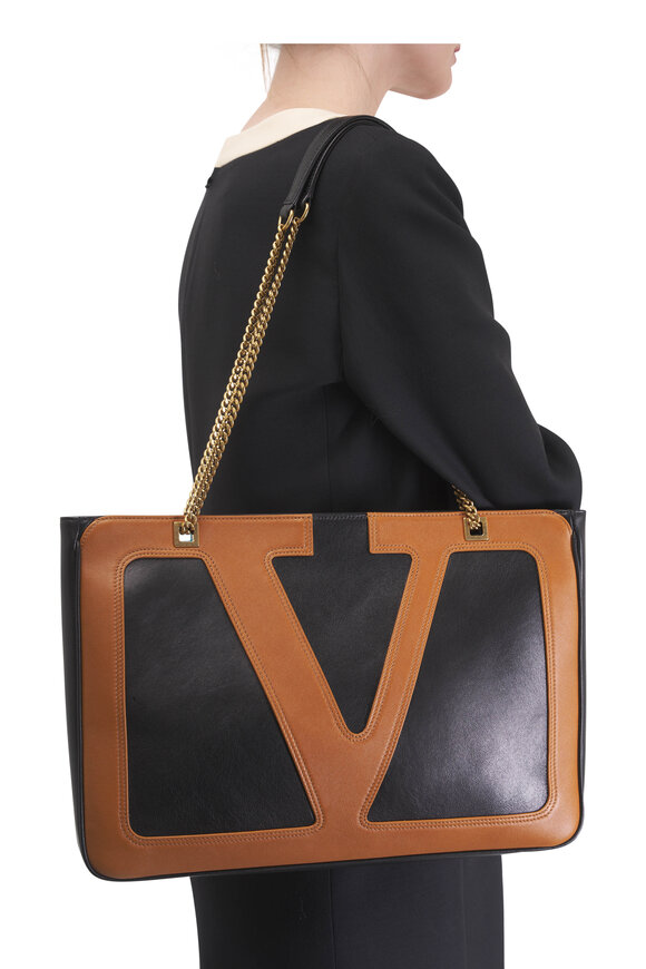 Valentino Garavani Medium Viva Superstar Black & Spice Tote - view 2