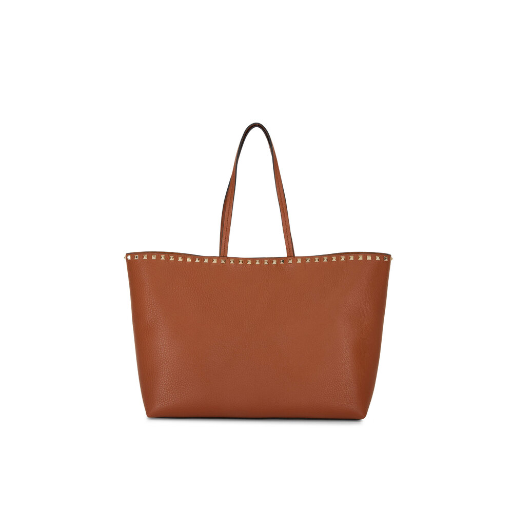 Valentino Garavani - Saddle Tan Leather Rockstud Tote Bag