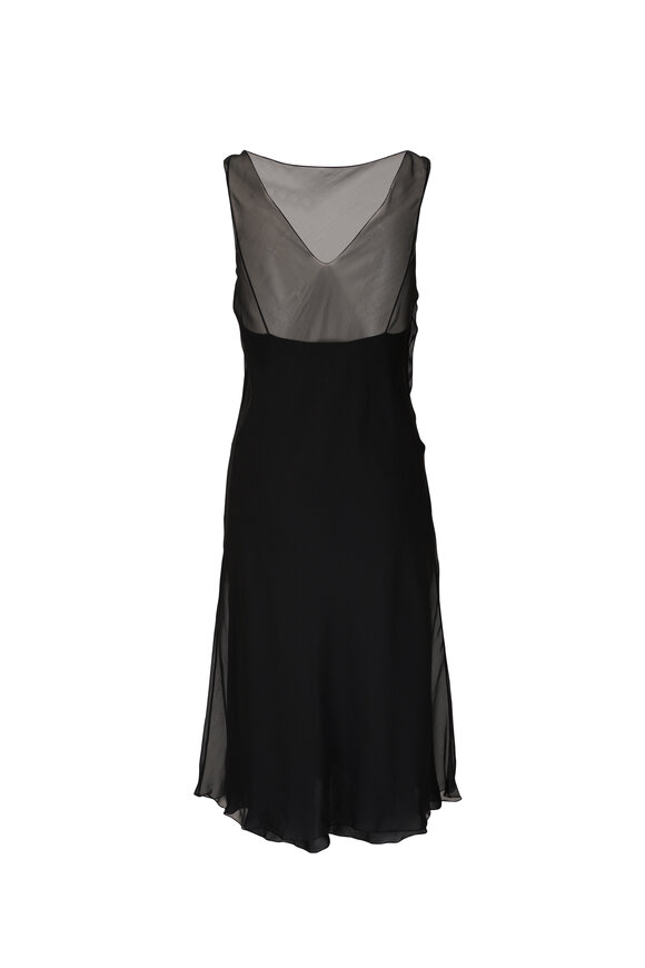 Saint Laurent - Black Chiffon Sleeveless Dress 