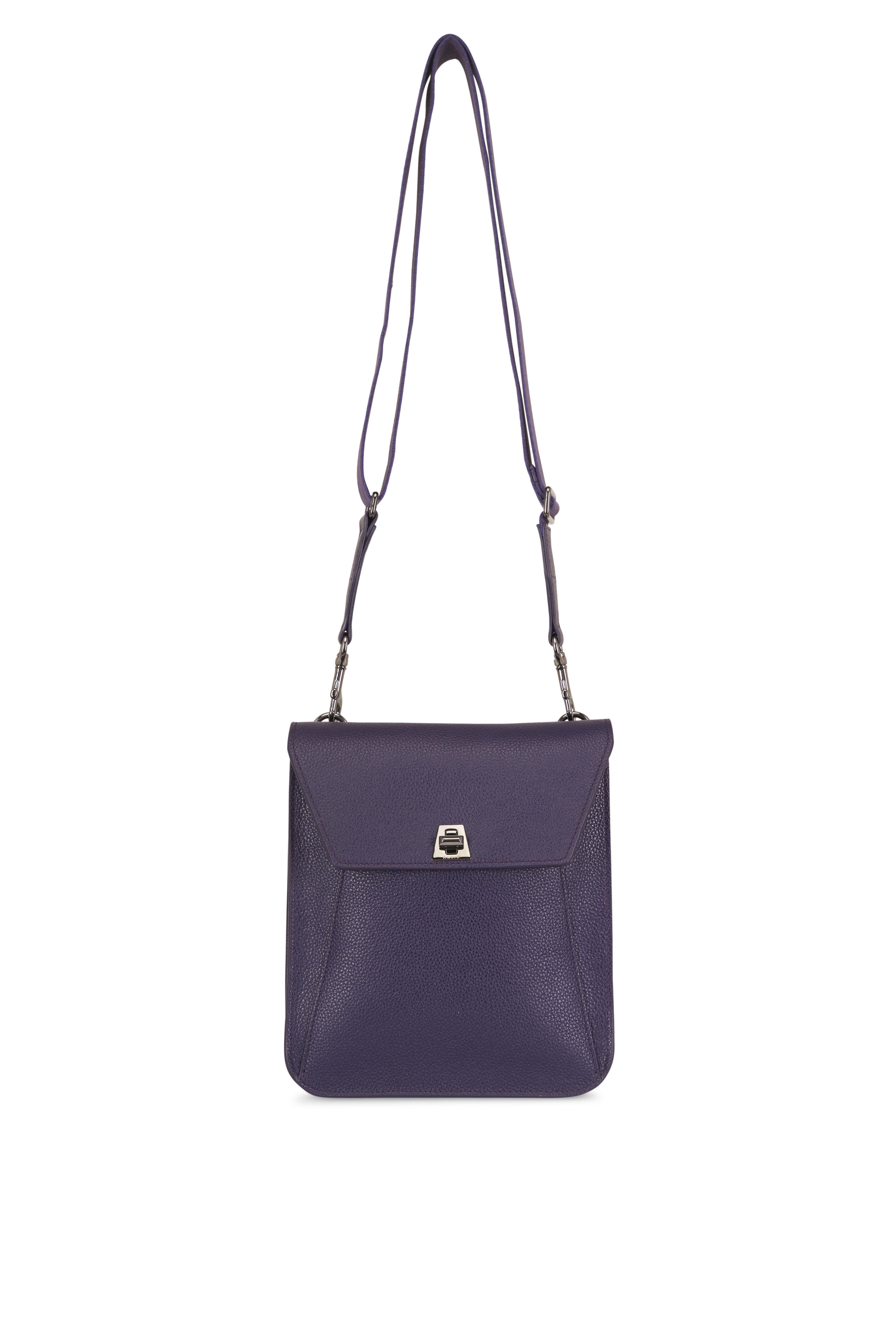 Akris - Small Anouk Aubergine Leather Messenger Bag - view 1