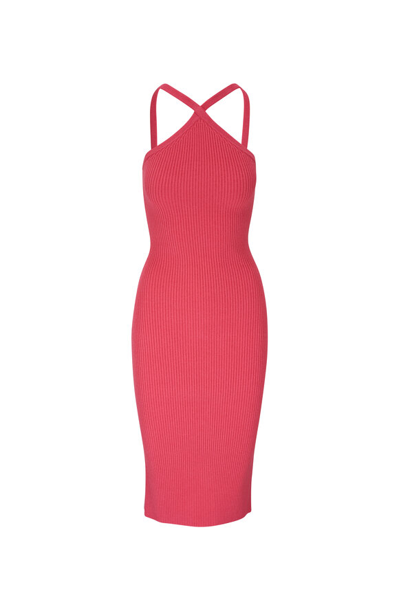 Michael Kors Collection - Azalea Pink Ribbed Criss-Cross Dress 