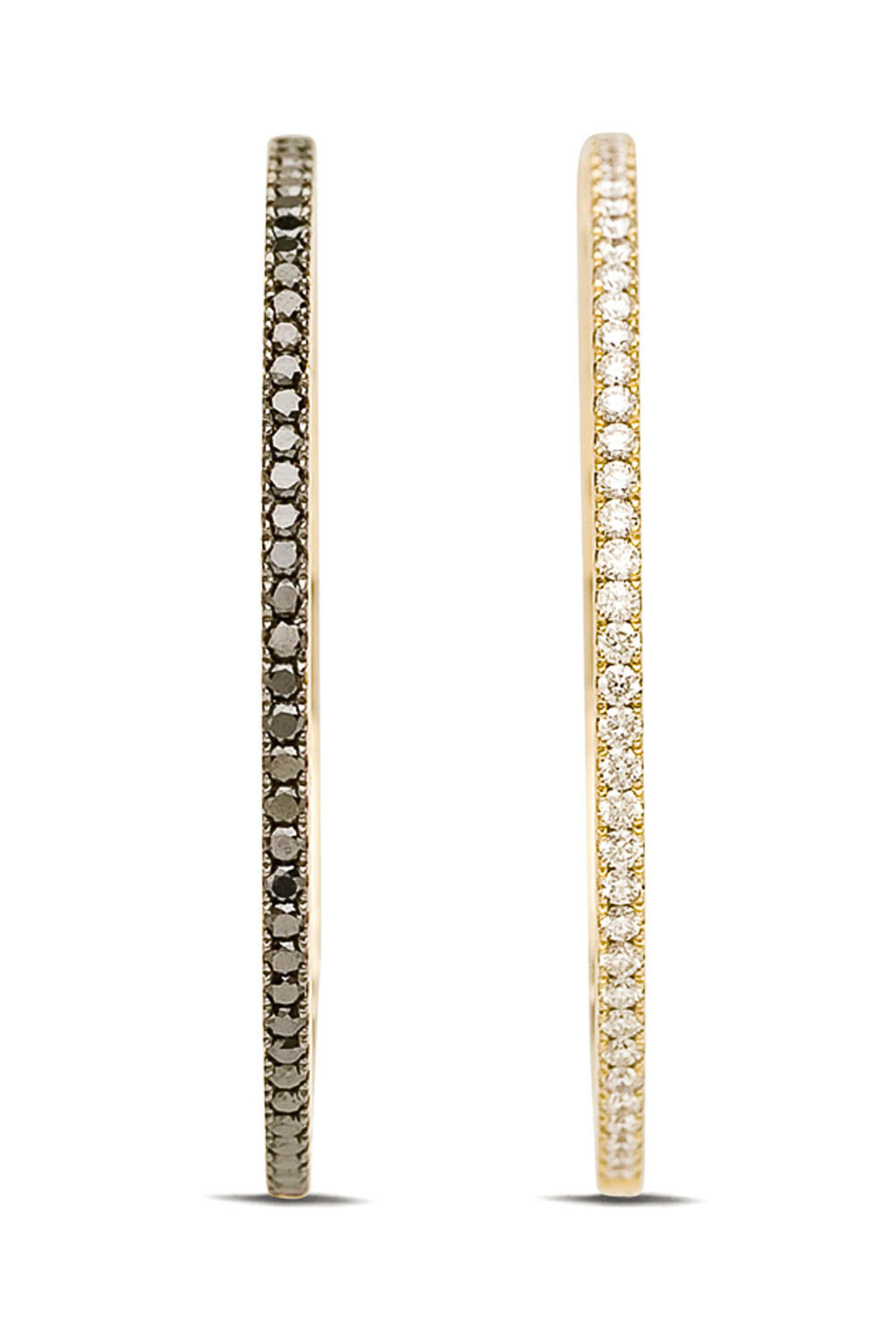 Cadar - White and Black Diamond Solo Large Hoop Earrings