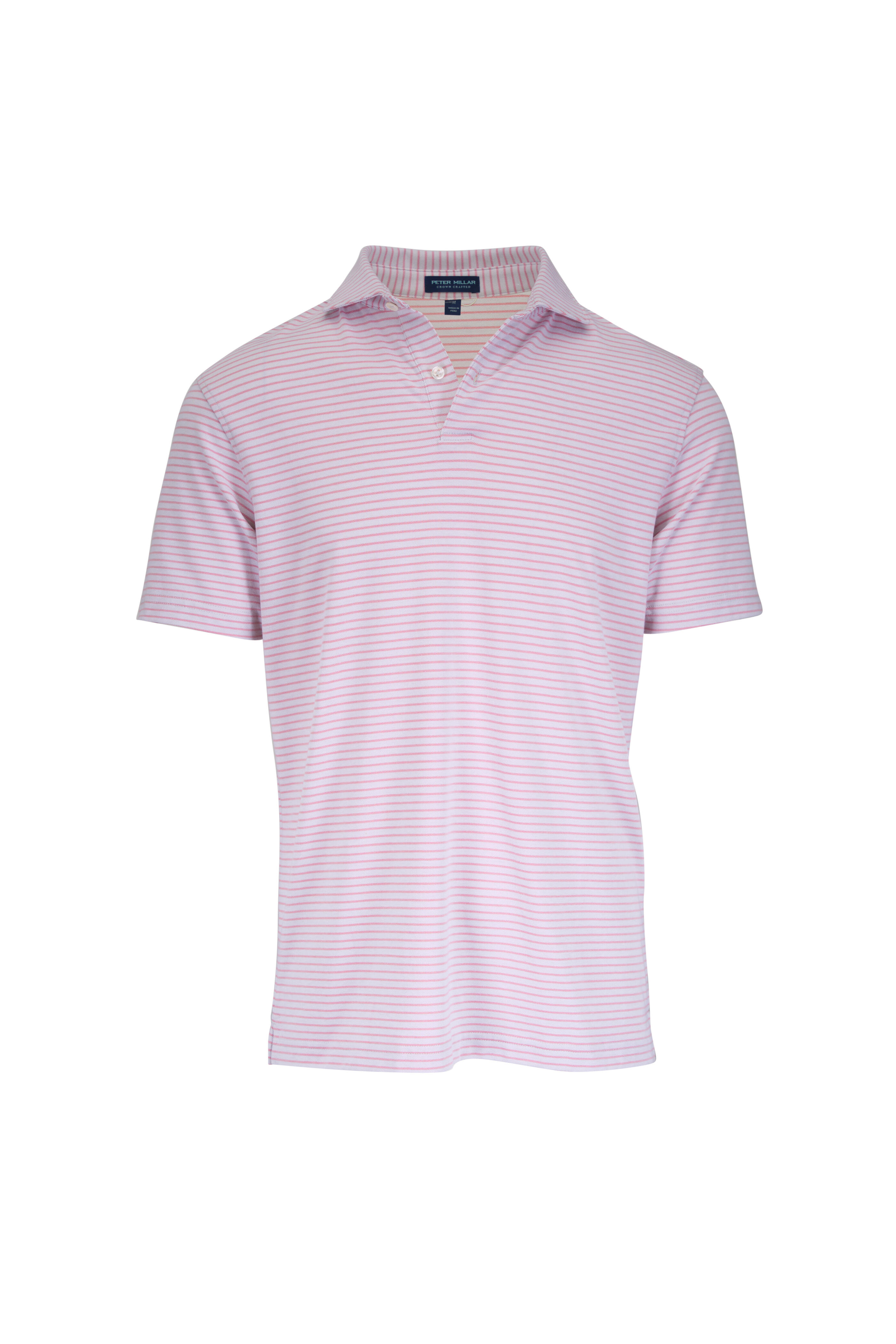 Peter Millar - Light Gray & Pink Stripe Polo - view 1