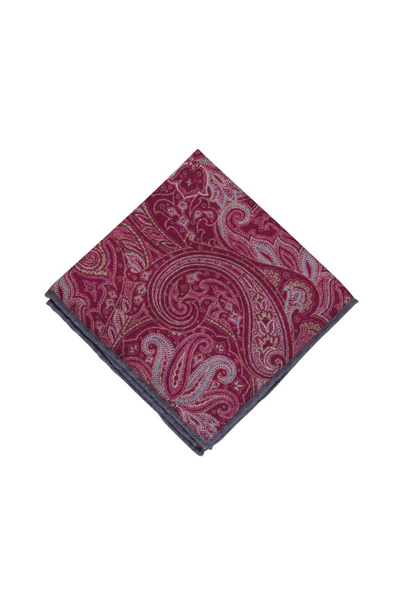 Paolo Albizzati Red Paisley Pocket Square