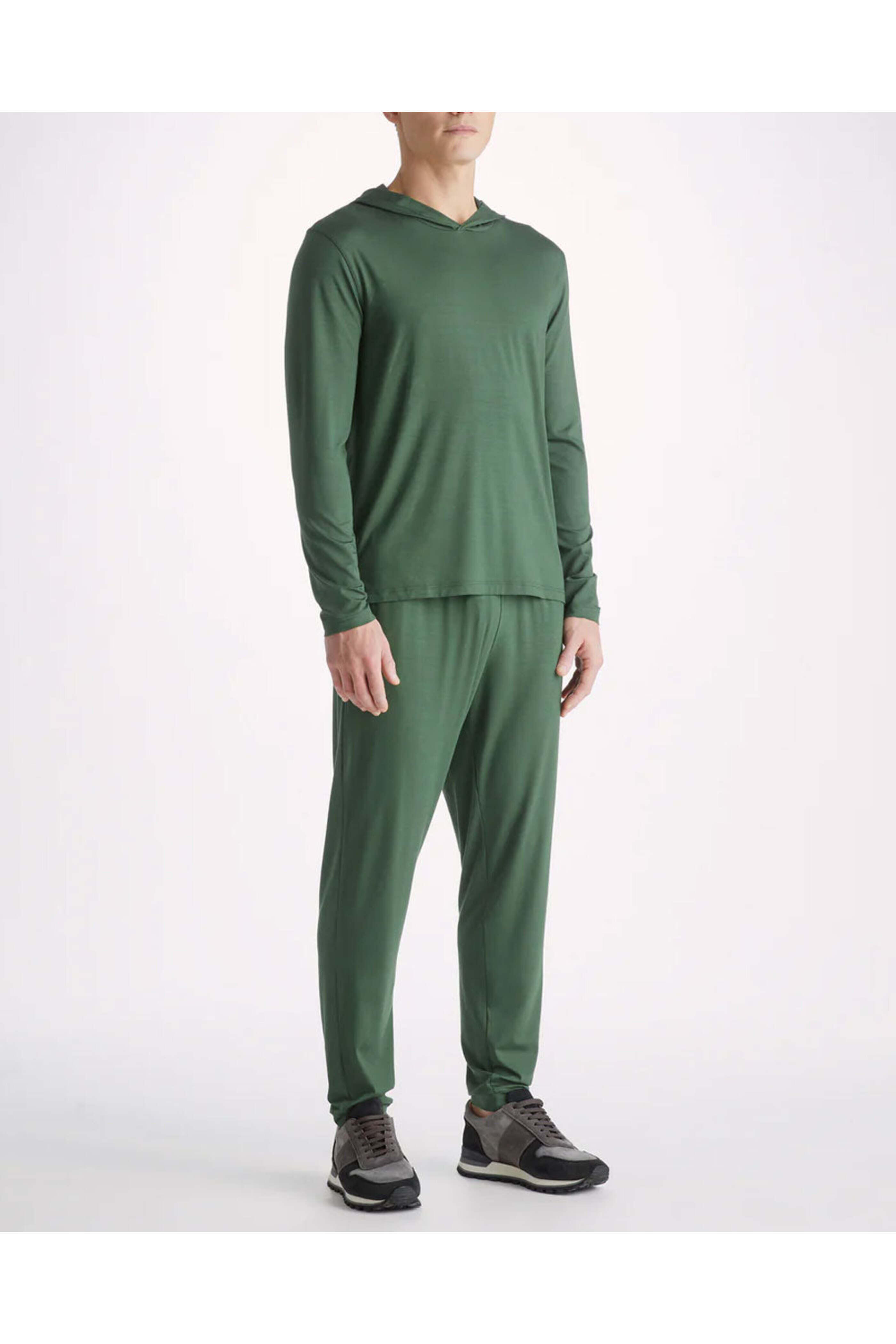 Derek Rose - Hunter Green Micro Modal Pullover Hoodie