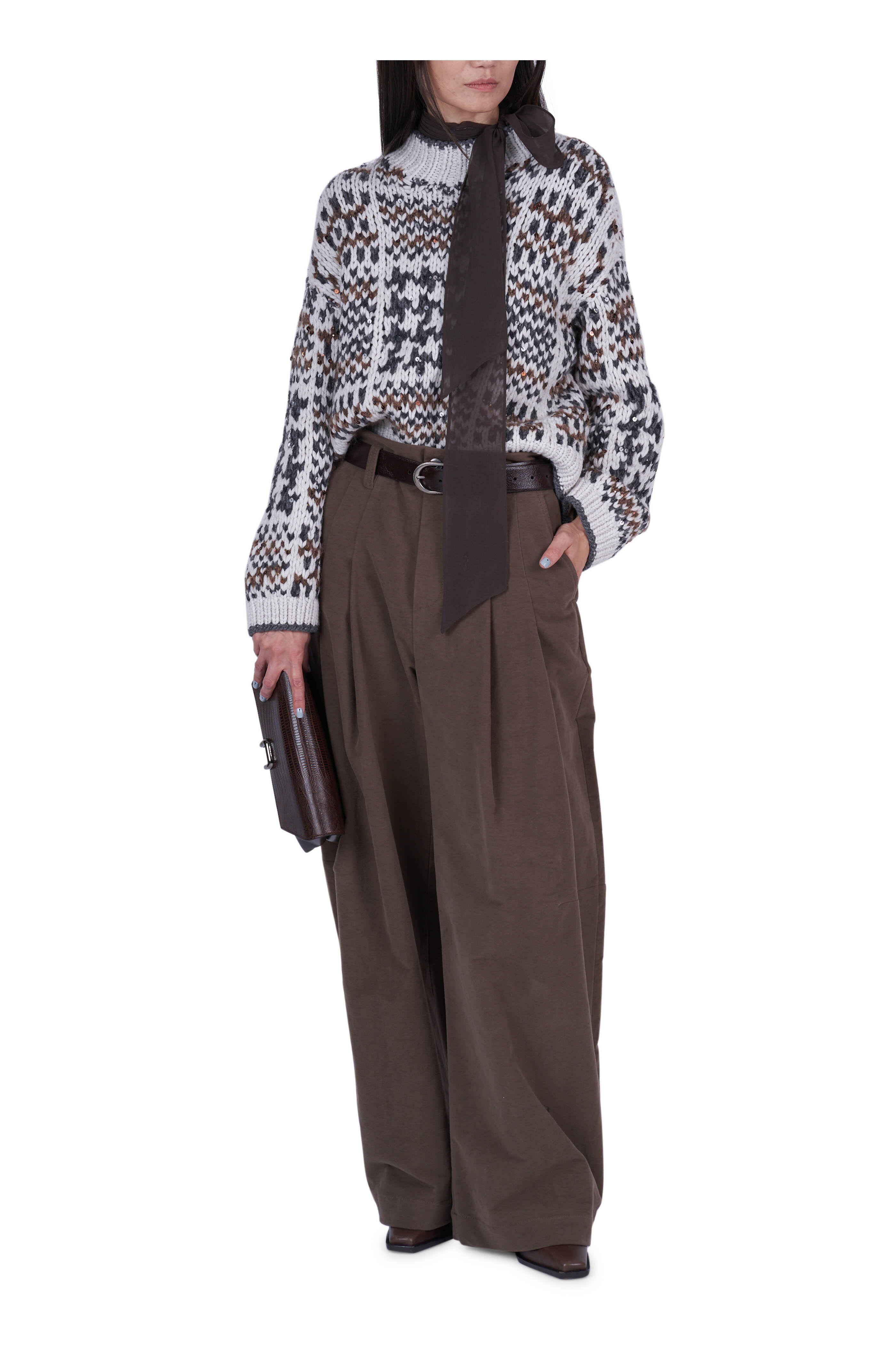 Brunello Cucinelli - Chocolate Crispy Silk Chiffon Blouse