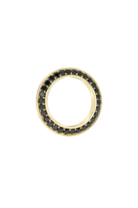 Dru 14k Yellow Gold Black & White Diamond Blade Ring - view 2
