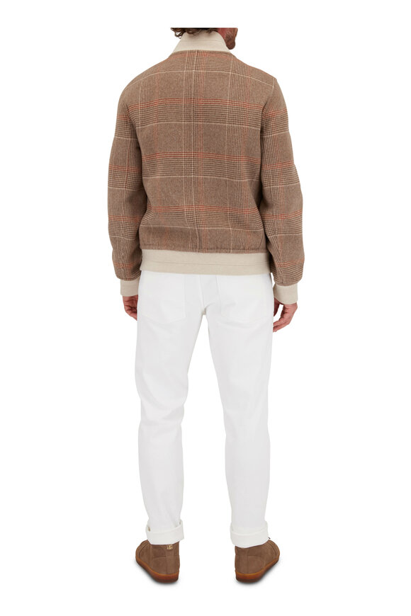 Brunello Cucinelli - Plaid & Tan Reversible Bomber Jacket 