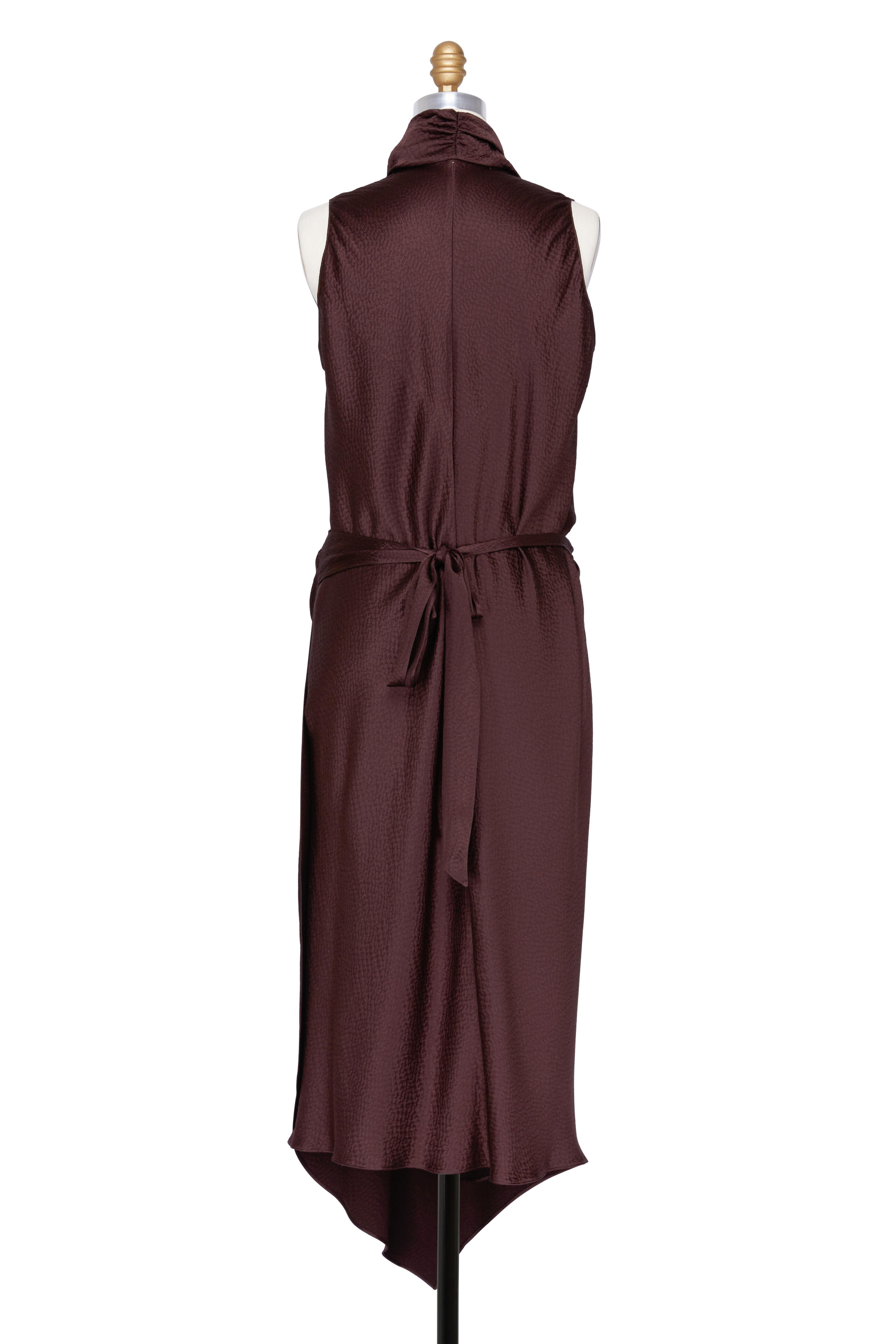 Peter Cohen - Victor Sable Hammered Satin Silk Wrap Dress