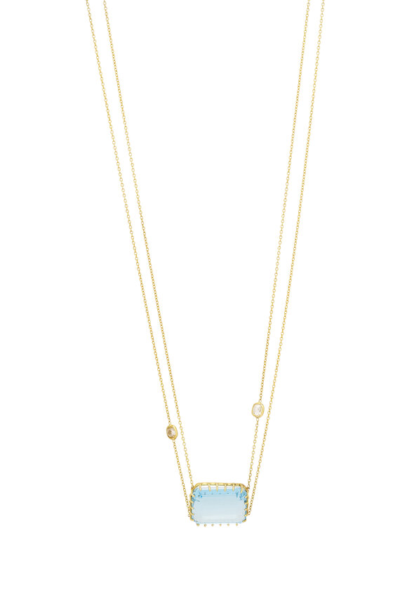 Renee Lewis 18k Yellow Gold Diamond & Blue Topaz Necklace