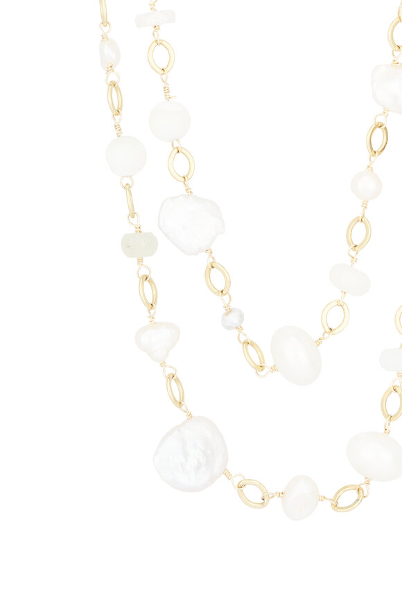 Cristina V. Moonstone & Pearl Hand Link Necklace - view 2