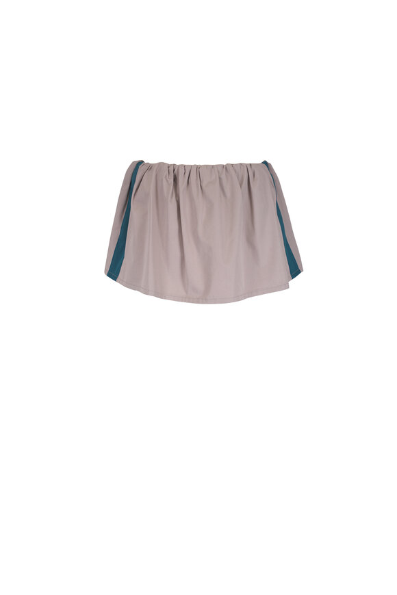 Miu Miu Blanco Verde Washed Cotton Twill Mini Skirt