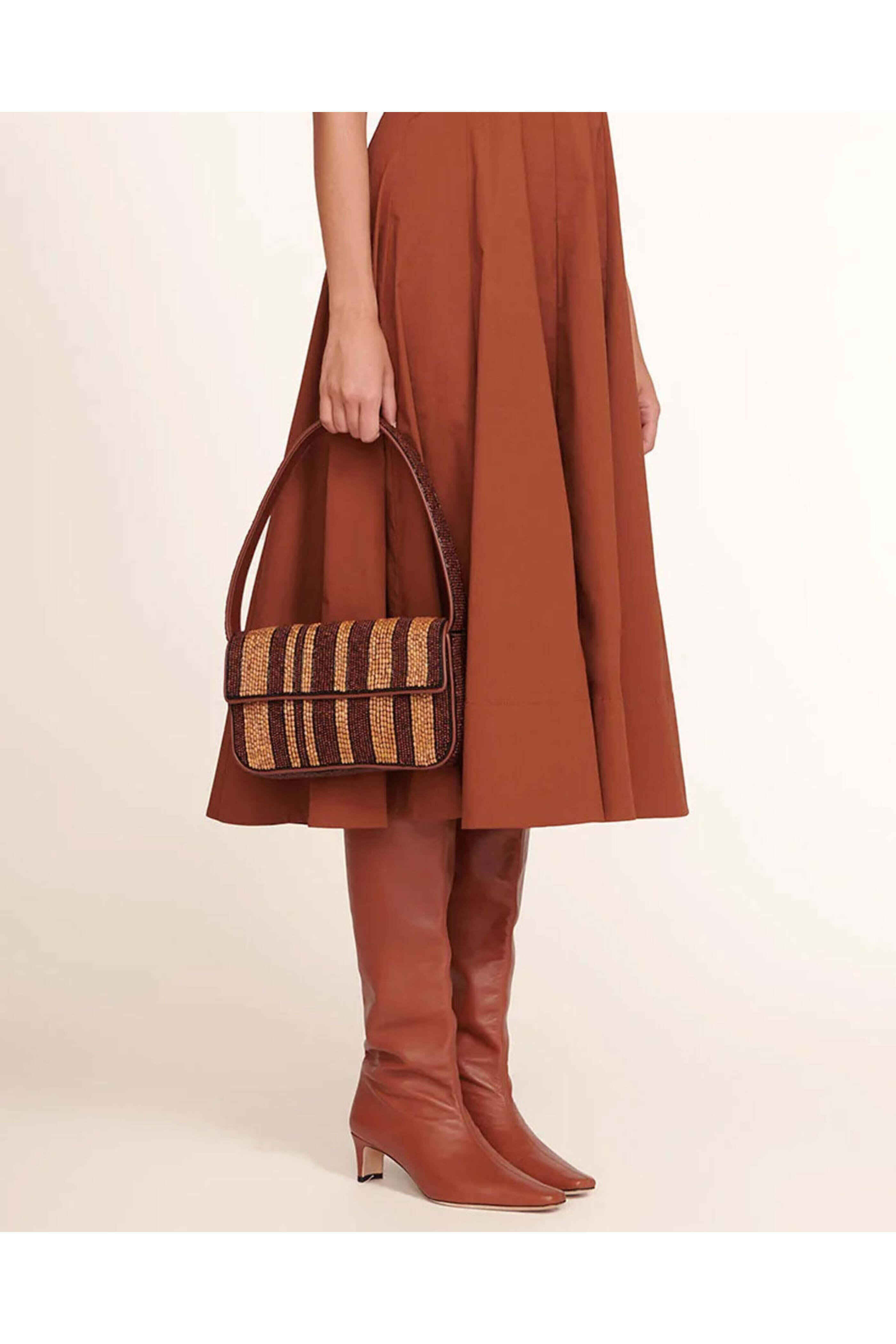 Staud - Tommy Beaded Shoulder Bag in Wood Stripe