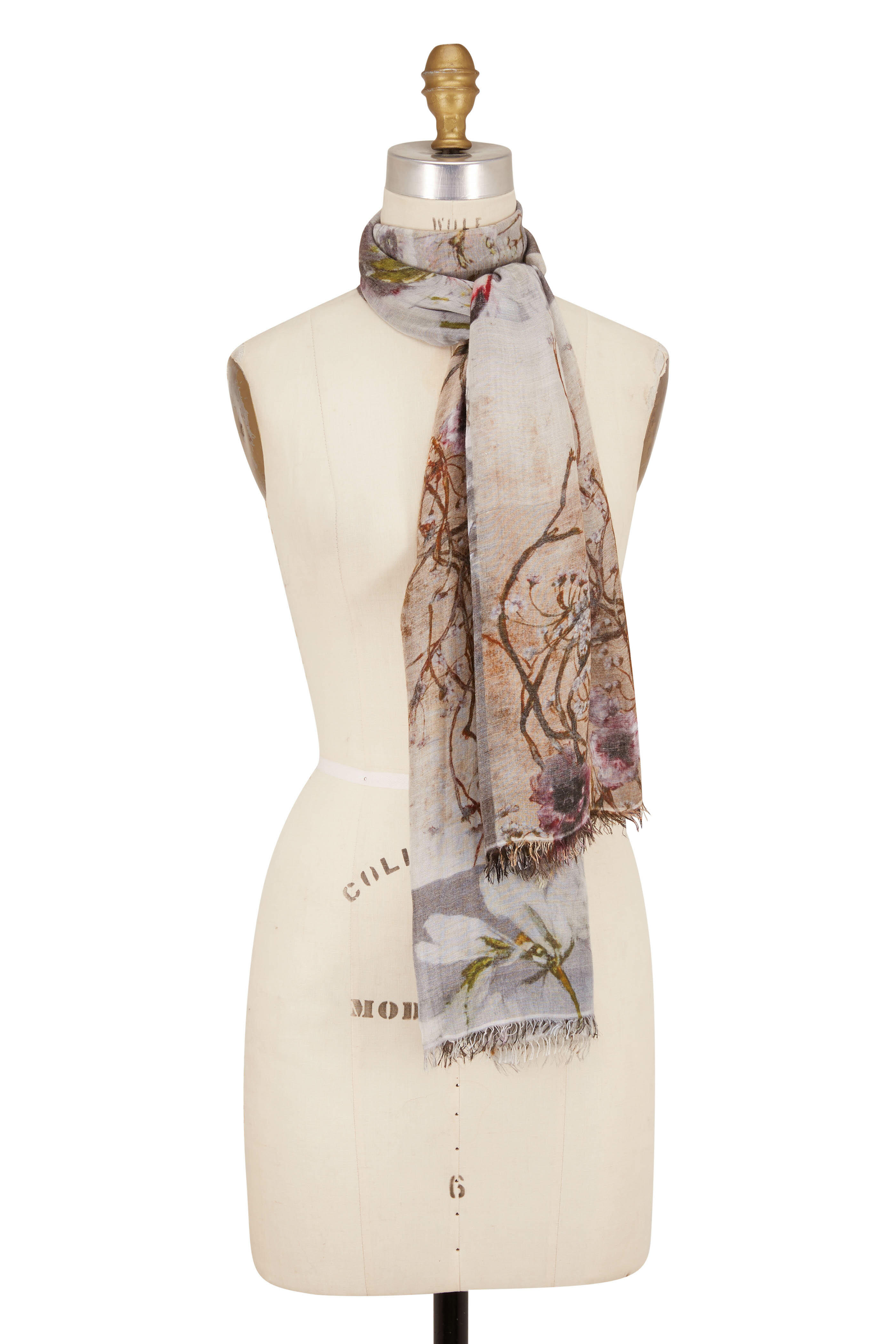 Faliero Sarti - Fleurs White & Pink Print Scarf | Mitchell Stores