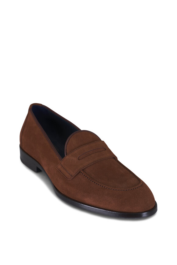 Brioni Appia Brown Suede Leather Penny Loafer