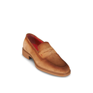ローファー・オックスフォード SANTONI BROWN SUEDE LOAFERS Santoni Brown Suede Loafers