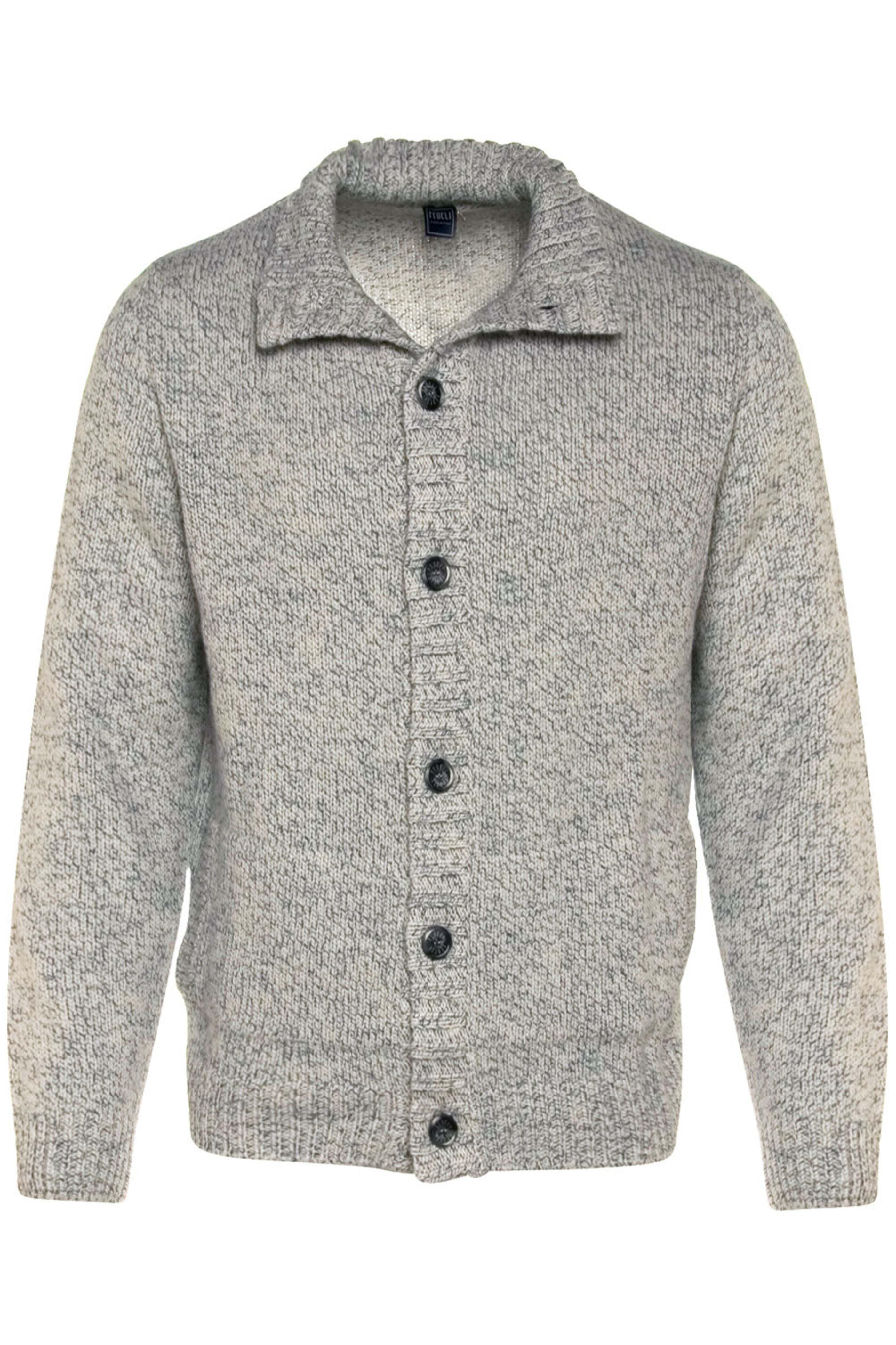 Fedeli - Off-White and Blue Mix Button Cardigan