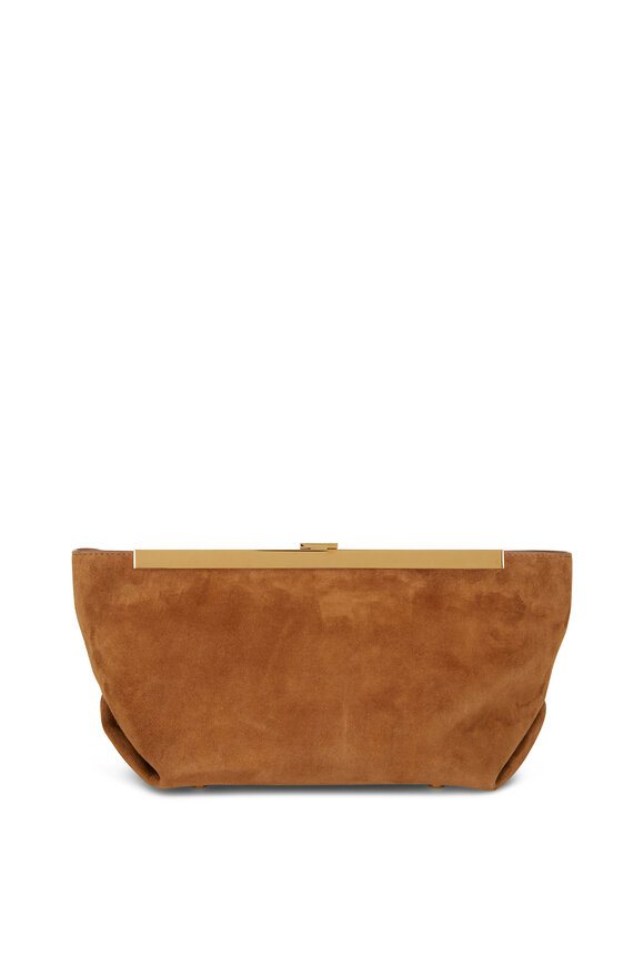 Khaite - Aimee Caramel Suede Envelope Clutch