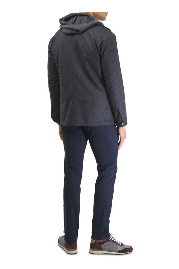 Kinross Charcoal Thermal Cashmere Front Zip Hoodie - view 4
