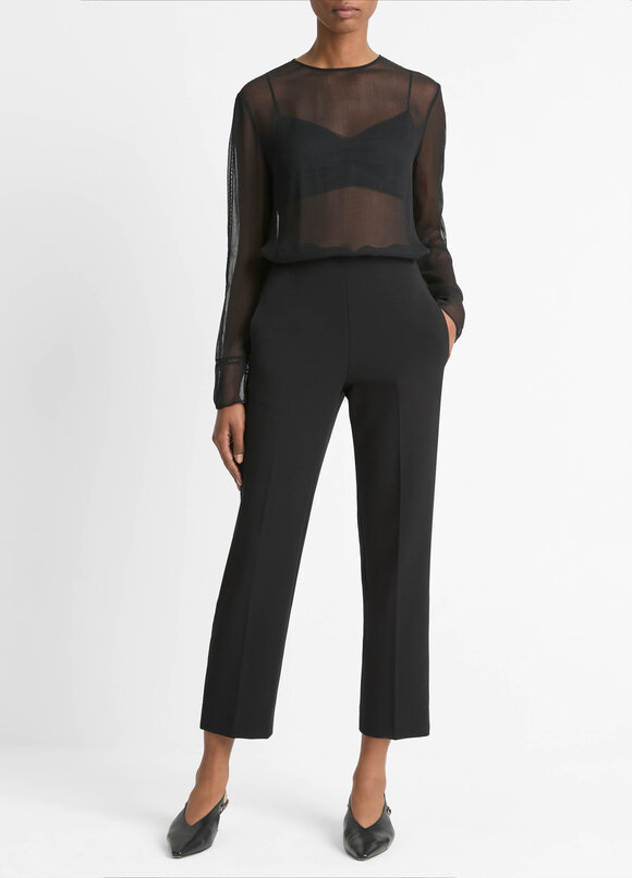 Vince - Black Velvet Trim Pull-On Crop Pant