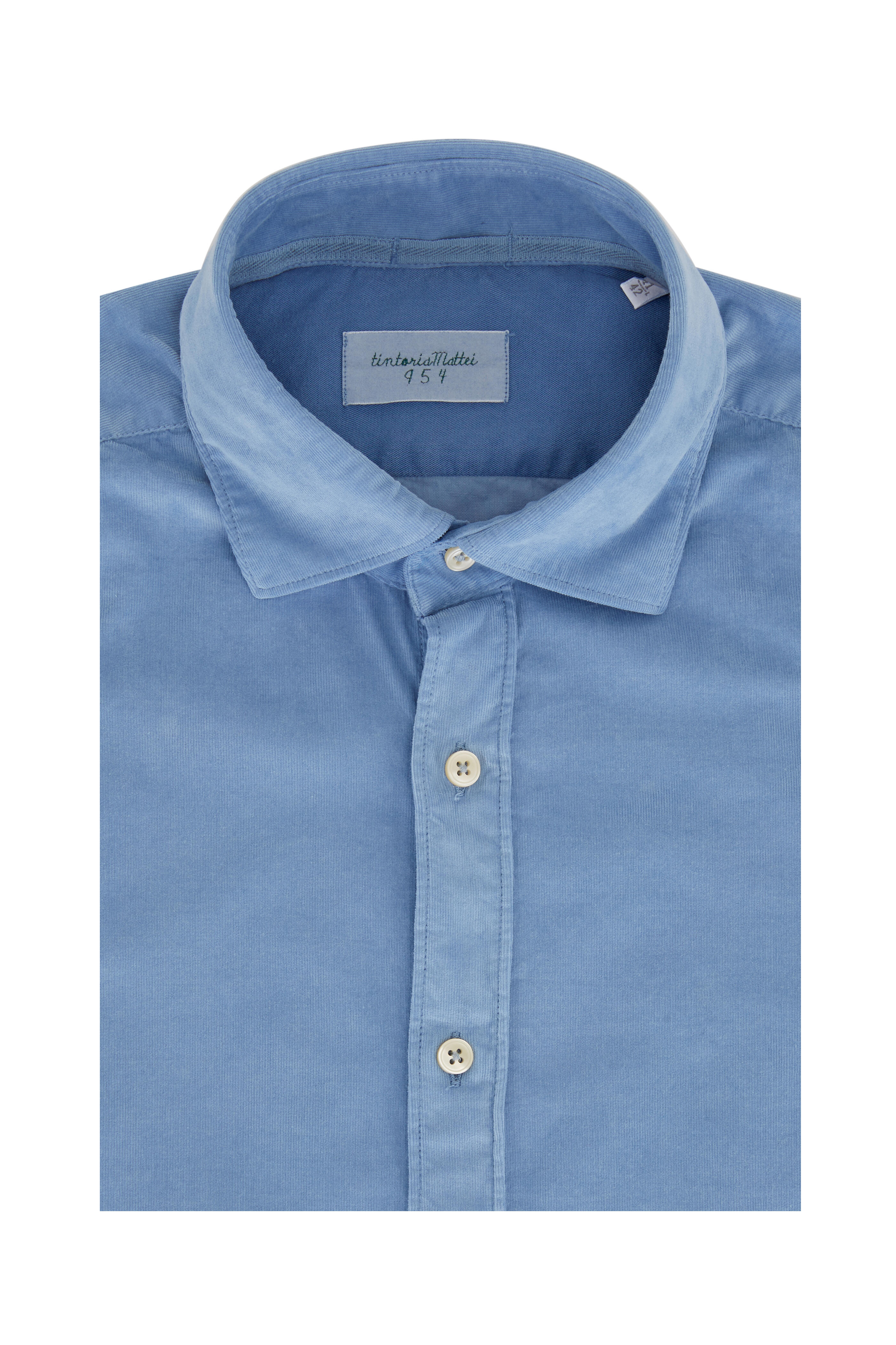 Tintoria - Solid Light Blue Corduroy Sport Shirt