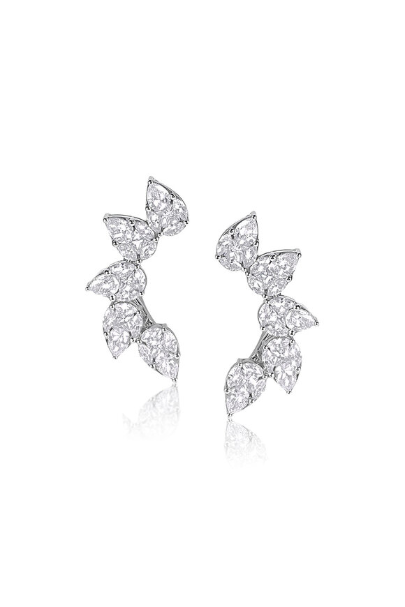 Nam Cho 18k White Gold Invisible Pear Cluster Earring
