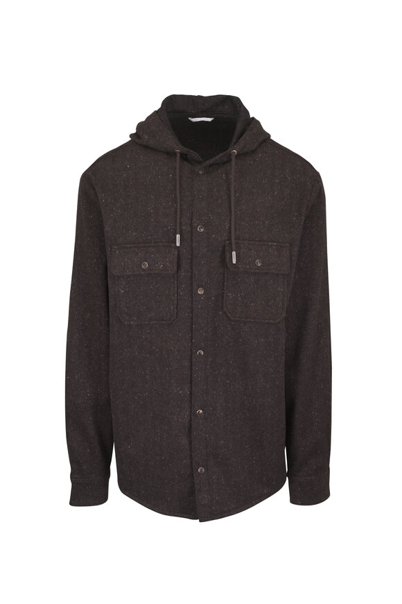 Marco Pescarolo Daytona Brown Wool, Silk & Cashmere Hoodie - view 1