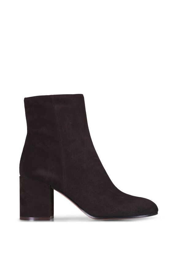 Gianvito Rossi Joelle Mocha Suede Zip Bootie, 70mm - view 2
