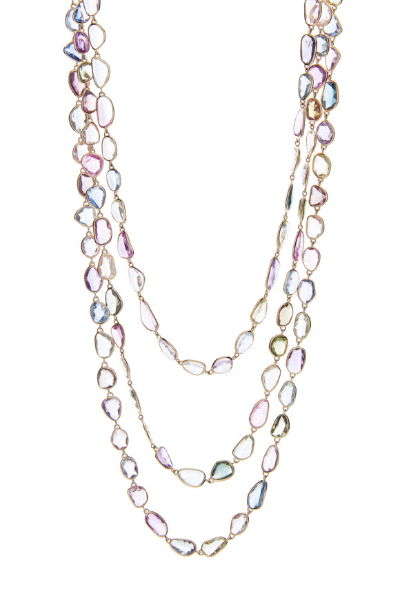Eclat - Pink Gold Multi Sapphire Chain Necklace
