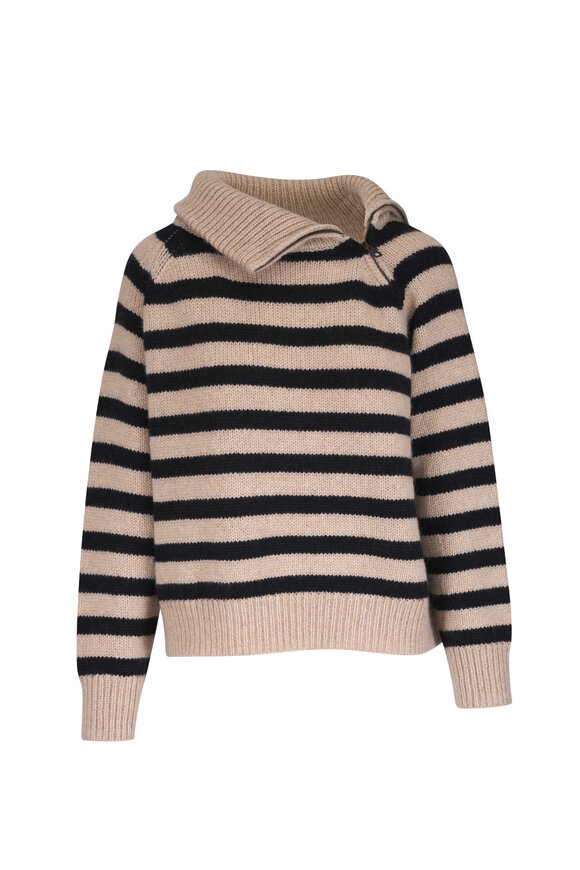 Nili Lotan Raelynn Parchment & Black Stripe Cashmere Sweater