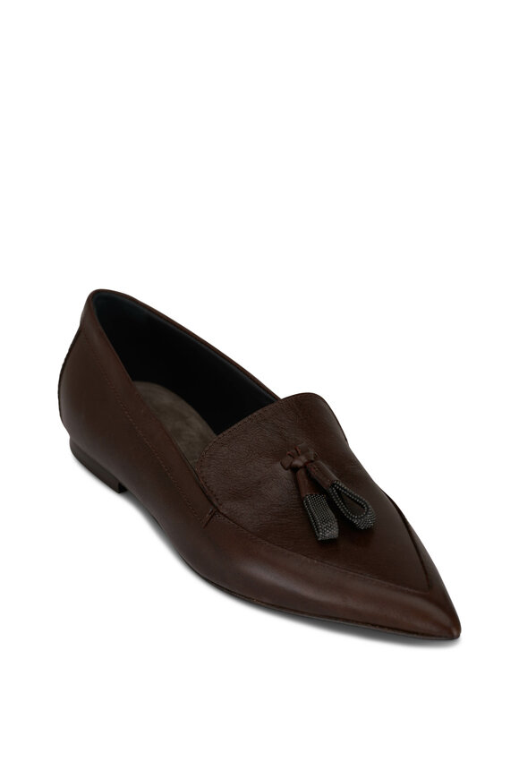 Brunello Cucinelli - Cacao Pointed Toe Tassel Flat 