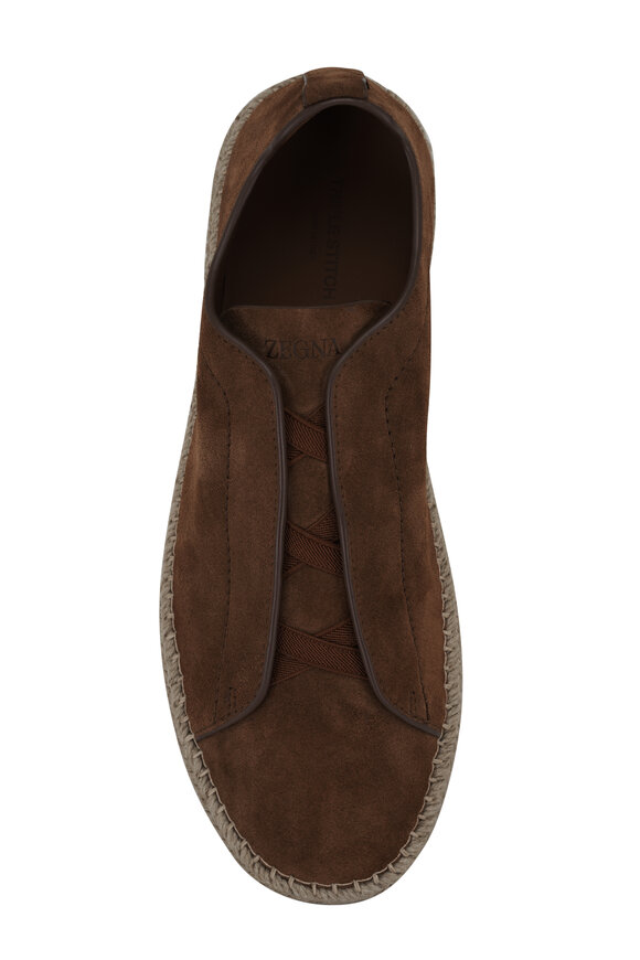 Zegna - Triple Stitch Espadrilla Brown Low Top Sneaker