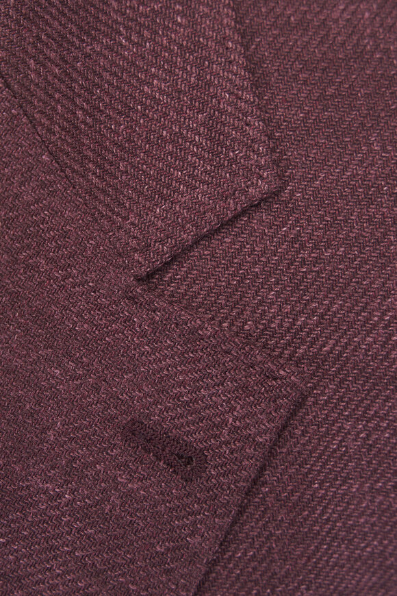 Brunello Cucinelli Burgundy Wool, Silk & Linen Sportcoat - view 3