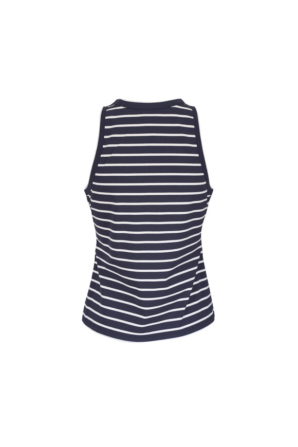Lafayette 148 New York Navy & White Stripe Cotton Rib Racerback Tank - view 5