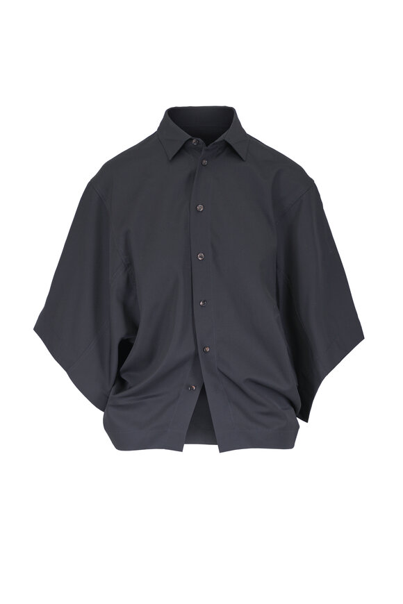 Bottega Veneta Black Light Wool Button-Up Shirt - view 1