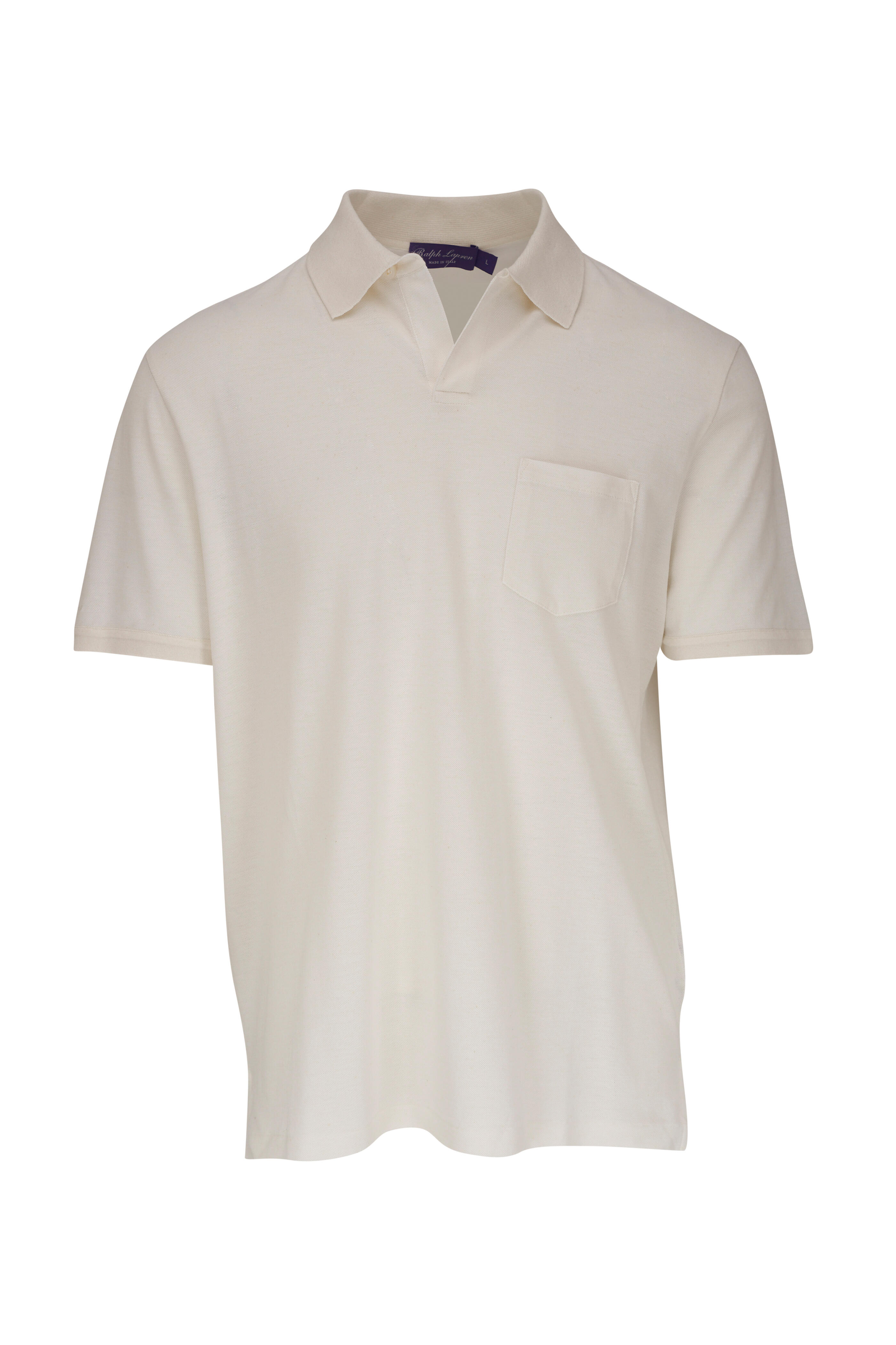 Ralph Lauren Purple Label White Cotton Silk Linen Polo