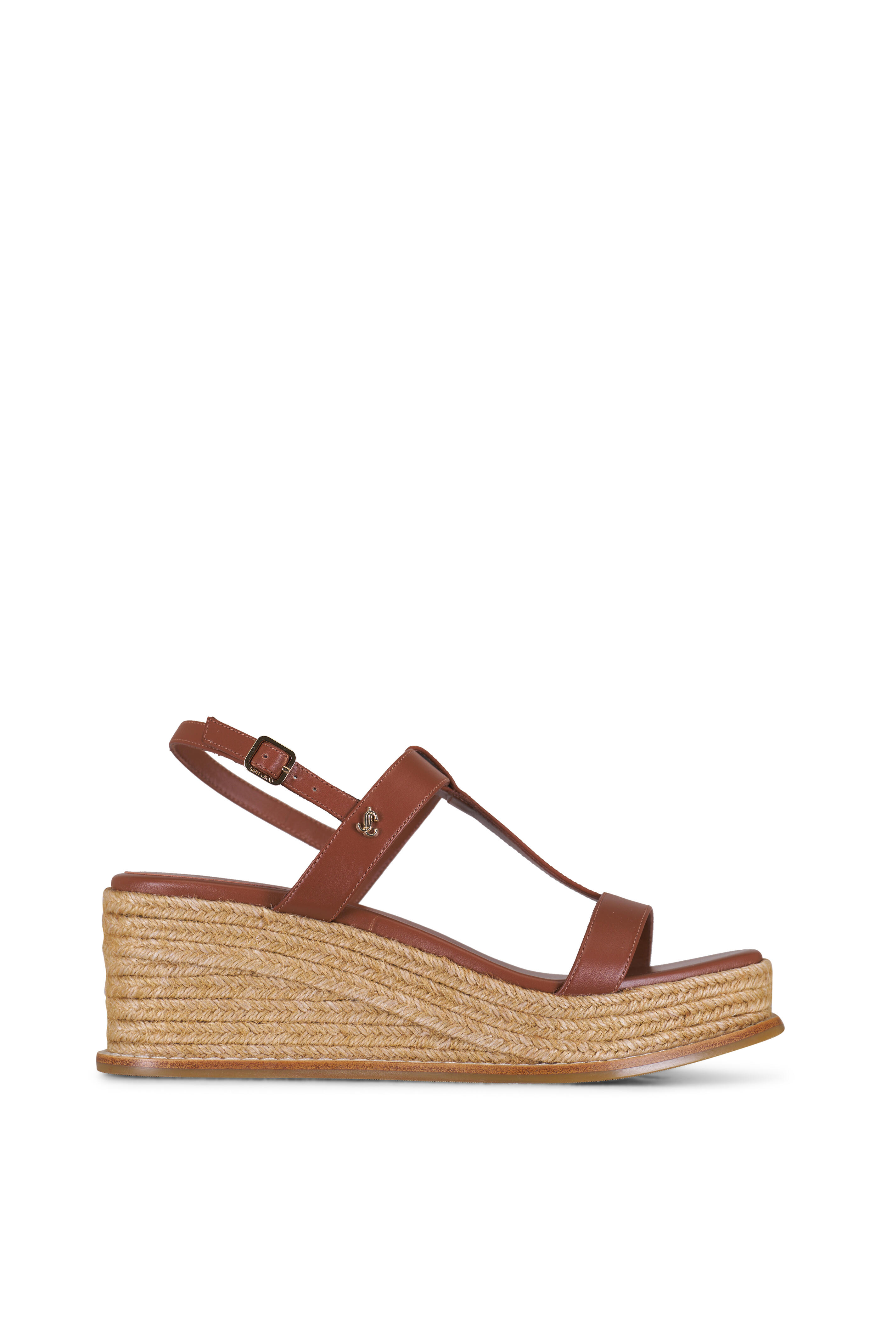 Jimmy Choo - Theia Tan Leather Espadrille Wedge, 65mm